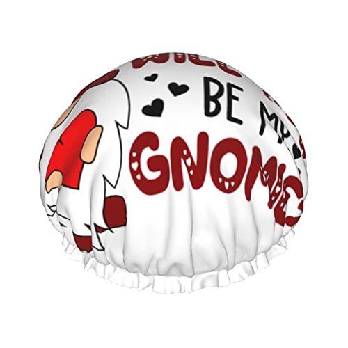 Will You Be My Gnomie Valentines Day Gnome Duschhaube, wiederverwendbare Duschhauben für Frauen, langes Haar, doppelschichtiger wasserdichter Duschhut, Haarschutz für Kinder, Mädchen, Männer von Ahdyr