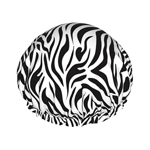Zebra-Muster-Duschkappen für Frauen, wasserdichte wiederverwendbare Duschhaarkappen Badekappen Turban-Duschkappe für Mädchen von Ahdyr