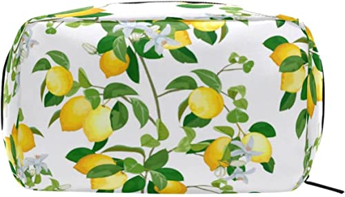 Zitronenbaum-Blumen-Make-up-Tasche, tragbarer Organizer, Kosmetiktasche für Reisen, Make-up-Tasche, Geschenke, Kulturbeutel für den täglichen Gebrauch für Mädchen und Frauen von Ahdyr