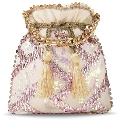 Aheli Indian Potli Bags for Women Evening Bag Clutch Ethnic Bride Purse with Drawstring (P32PCH) von Aheli