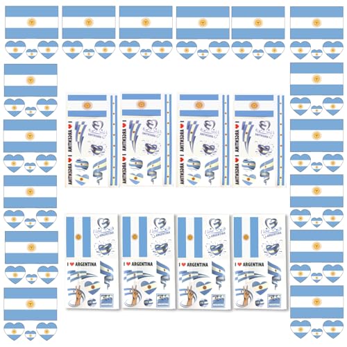AhfuLife 24 Blätter Argentinien Nationalflagge Tattoo Aufkleber, ArgentinaDekoration Temporäre Tattowierung Set Wasserdichter Gesichts Tattoos Sticker für National Fans Fußball WM Party Dekoration AhfuLife 24 Blätter Argentinien Nationalflagge Tattoo Aufkleber, ArgentinaDekoration Temporäre Tattowierung Set Wasserdichter Gesichts Tattoos Sticker für National Fans Fußball WM Party Dekoration von AhfuLife