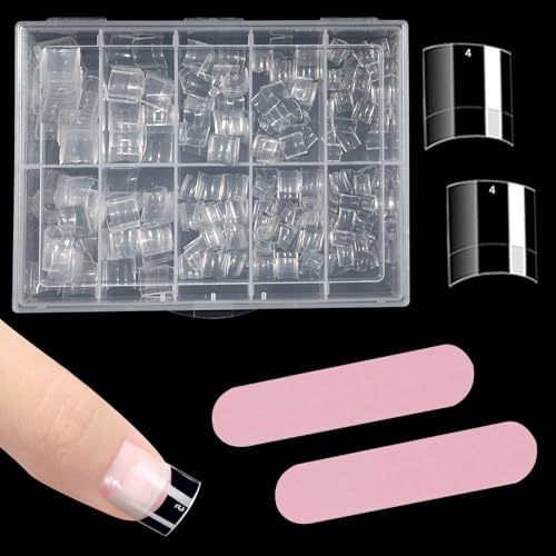 240 Stück Künstliche Fingernägel zum Aufkleben 10 Größen Transparente Quadratische Nagelmasse mit Aufbewahrungsbox Soft Nagelspitzen Tips für Frauen DIY Nagelkunst Set von AhhiAboo