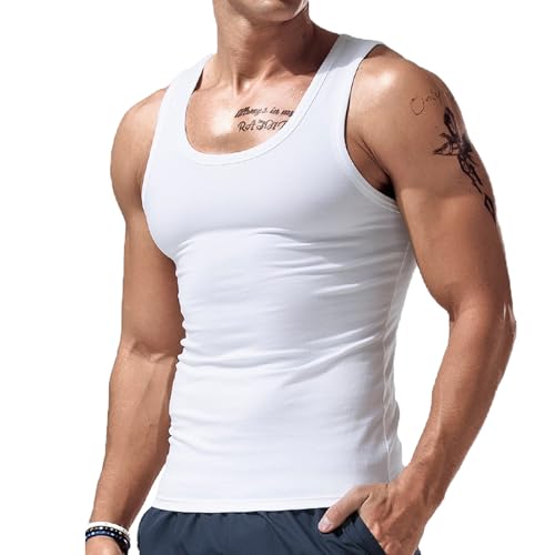 Ahigh Unterhemd Herren, Tank Top Herren Unterhemden, Tanktops männer weiß, ärmellos Muskelshirtst Männer Sportunterhemden Feinripp für Fitnessstudio und Bodybuilding M Ahigh Unterhemd Herren, Tank Top Herren Unterhemden, Tanktops männer weiß, ärmellos Muskelshirtst Männer Sportunterhemden Feinripp für Fitnessstudio und Bodybuilding M von Ahigh