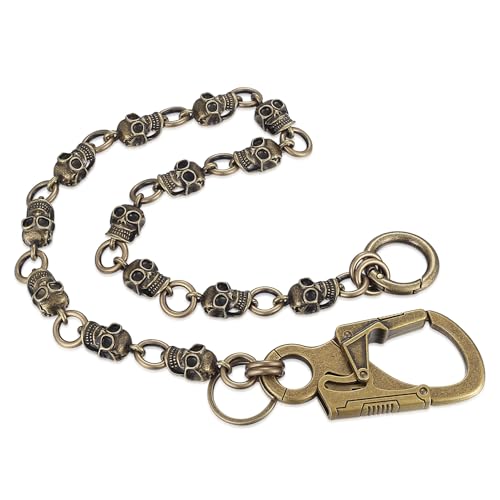 Ahiller Herren Hosenkette, Heavy Punk Biker Skull Anti Diebstahl Geldbörsenkette, Hip Hop Jeans Ketten Schlüssel Kette Gürtel Kette(YK-Bronze-1P) von Ahiller