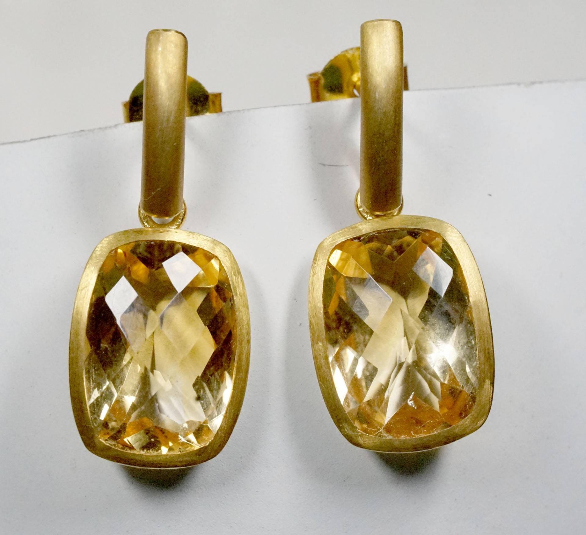 Hängeohrringe Mit Citrin, Silber, Vergoldet von AhiloDesign