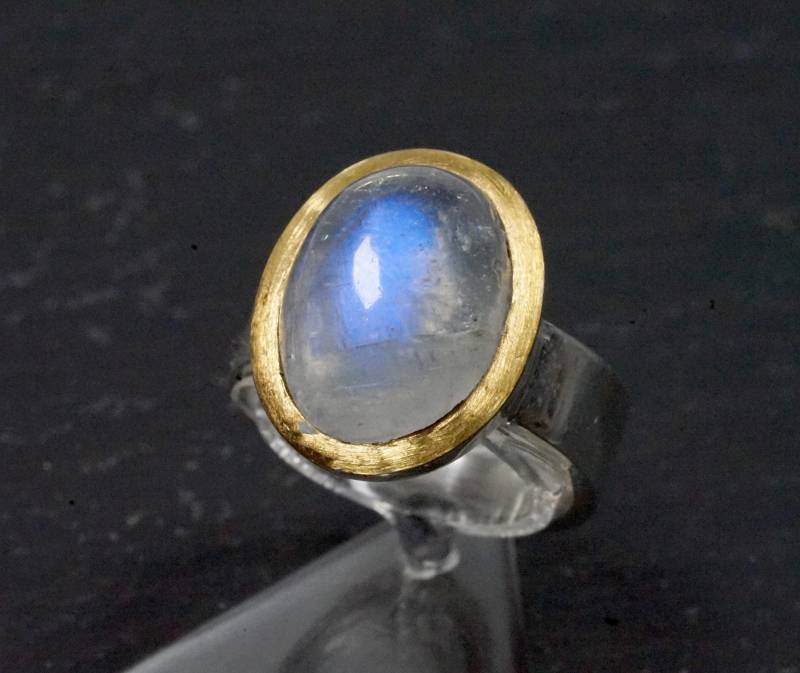 Regenbogenmondstein Ring Oval von AhiloDesign