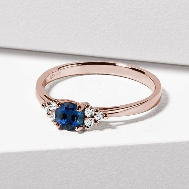 Saphir Ring Frauen, Blauer Verlobungsring Vintage, Sterling Silber Ring, 14K Gold September Geburtsstein Für Sie von AhmedJewels