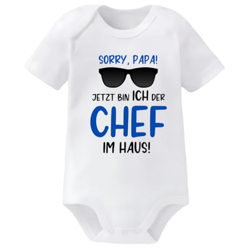 Ahoiikids Lustiger Baby-Body - 'Sorry Papa, Ich Bin Der Chef' - Unisex Baby Strampler, Geschenkidee für Jungen & Mädchen, Weicher Baumwoll-Body, Baby Outfit von Ahoiikids