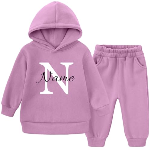 Ahoiikids Personalisierbarer Kinder Jogginganzug mit Kapuze - Lila, 2-teiliges Fleece Set, Warm und Bequem von Ahoiikids