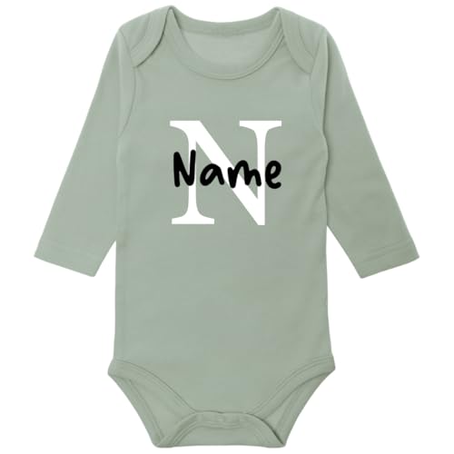 Ahoiikids Personalisierter Baby-Body Langarm - Individuell Bedruckbar - Weicher Baumwoll-Strampler für Jungen & Mädchen - Neugeborenen Geschenk - Größen 0-12 Monate - Personalisiertes Baby-Outfit von Ahoiikids