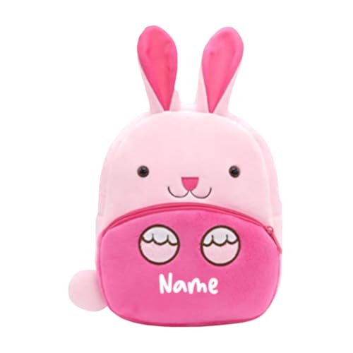 Ahoiikids Personalisiertes Kinder Rucksack - Weicher Plüsch Hasen-Rucksack mit Namen - Niedlicher Kinderrucksack für Jungen und Mädchen - Vorschulrucksack - Geschenk für Kleinkinder von Ahoiikids