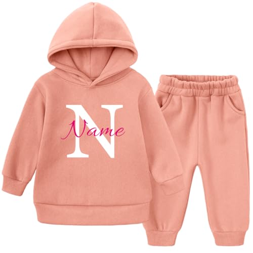 Personalisierbarer Kinder Jogginganzug mit Kapuze - Apricot, 2-teiliges Fleece Set, Warm und Bequem von Ahoiikids