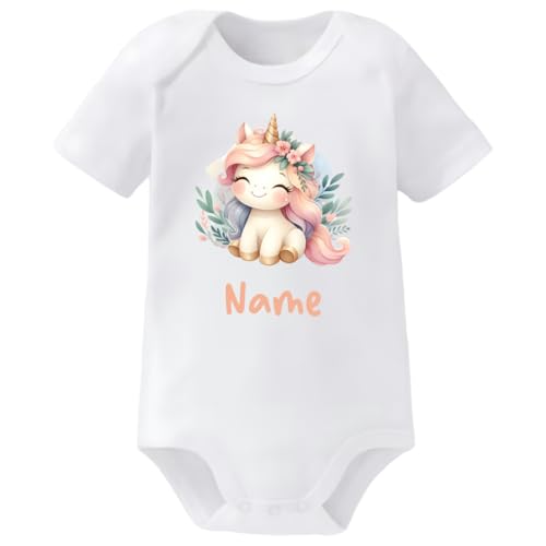 Personalisierter Baby-Body Kurzarm & Langarm – Niedliches Tier Design mit Namen – Weicher Baumwoll-Strampler für Jungen & Mädchen – Neugeborenen Geschenk – Größe 0-12 Monate von Ahoiikids
