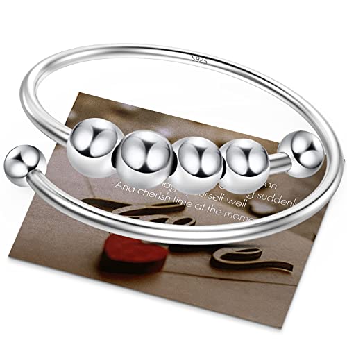 Anxiety Ring Silber 925 Stress Ring Damen Fidget Ring Damen,Stressring Silber Ringe 925 Frauen Angstring Silber Fidget Ring Spinner Ring Anxiety Ringe Verstellbar Muttertaggeschenke Für Frauen Mama von Ahokei