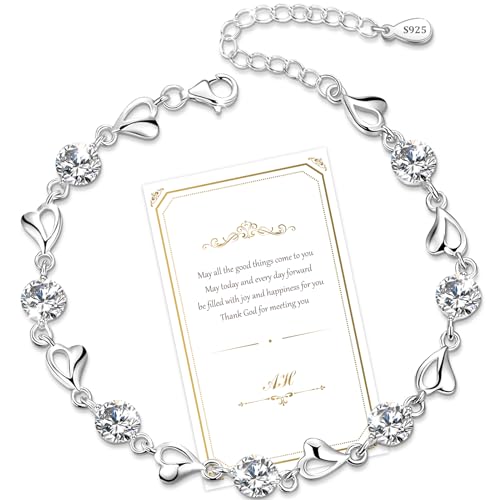 Ahokei Armband Damen Silber 925 Armbänder Damen,Armband Herz Armband Silber 925 Damen,Trauzeugin Armband Silber,Damen Armband Freundschaft,Armband Personalisiert,Armband Frauen Geschenke für Sie von Ahokei