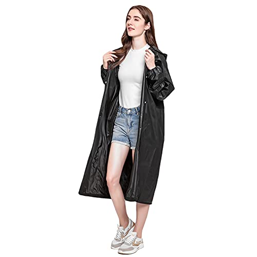 Ahsado 2 Stück Regenponcho Eva Regenjacke Unisex Wiederverwendbar Regenmantel wasserdicht atmungsaktiv tragbarer Regencape zum Camping Wandern Angeln-Schwarz von Ahsado