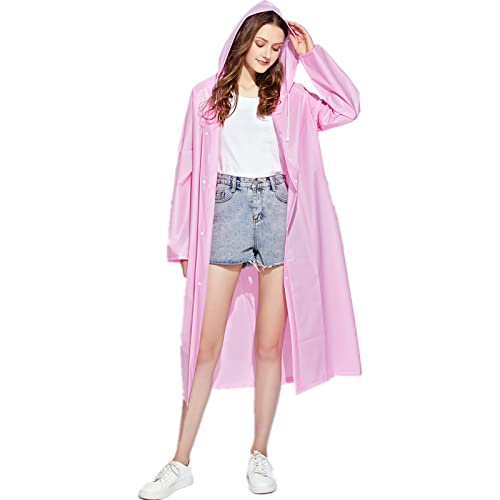 Ahsado Transparent Regenmantel Regenponcho Regencape Regenjacke für Damen und Herren Wasserdicht Wiederverwendbar Eva Regenbekleidung Regen Zubehör für Wandern Radfahren Camping und Reisen von Ahsado