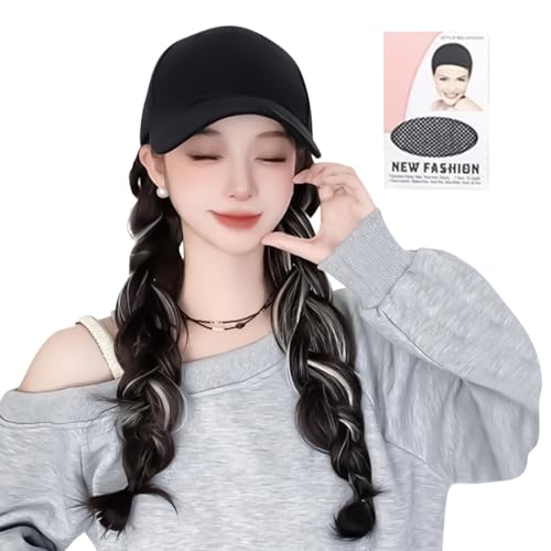 Ahuuen Haarhut Perücken für Damen - 50 cm Lockenperücke - Verstellbarer Atmungsaktiv Hut für Sommer Tägliches Tragen Cosplay Styling Party Halloween Mädchen von Ahuuen