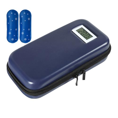 Ahuuen Medikamenten-Kühltasche,Kompakte Medikamente Kühltasche Mit Kühlelementen | Verstellbare Kühl Organizer Box Mit Temperaturdisplay Für Reisen Schule Outdoor von Ahuuen