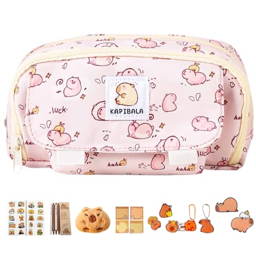 Ahuuen Niedliches Capybara Federmäppchen | Großes Fassungsvermögen Schreibzeugtasche - Weite Öffnung Aufbewahrungsbox Stylische Schultasche Für Lehrer Jugendliche Mädchen Kinder von Ahuuen