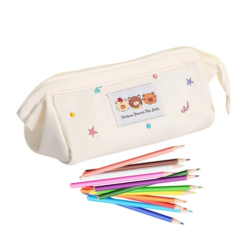 Ahuuen Stiftetui Süß - Süßes Bären Design Ästhetische Federtasche - Stifteetui Für Schreibwaren Marker Makeup Pinsel Schüler Jugendliche Schule Universum Reise von Ahuuen