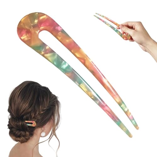 Ahuuen U-förmige französische Haarnadeln,U-förmige Haarnadeln im französischen Stil | Haarstäbchen Haarnadeln - Acryl-Haarnadeln, große Haarnadeln für langes dickes Haar, für Frauen von Ahuuen