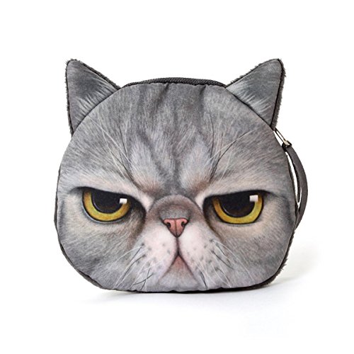 Ai-life Multi-funktion 3D Gesicht Tier Niedlich Katze Gesicht Reißverschluss Fall Münzengeldbeutel Brieftasche Beutel Damen Geldtasche Kosmetische Makeup Tasche von Ai-life