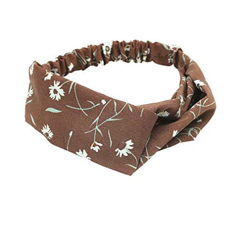 Ai.Moichien Damen-Stirnband mit verdrehtem Boho-Blumendruck, überkreuztes Stirnband, elastisches Stirnband für Mädchen, Damen, Fitness, Yoga von Ai.Moichien