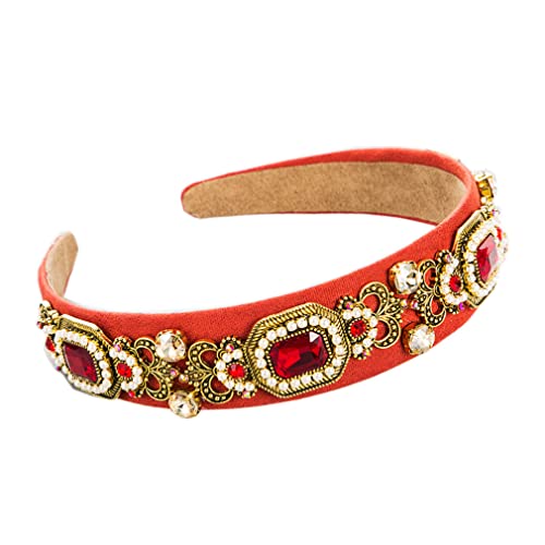 Ai.Moichien Retro-Barock-Palast-Perlenkronen-Stirnband für Frauen, Legierung, eingelegter Strass, rutschfestes Stirnband für Erwachsene von Ai.Moichien