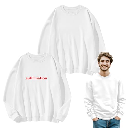 AiDiYGECO 2 x Sublimations-Sweatshirt für Herren, blanko, Weiß, 100 Polyester, Kapuzenpullover für Sublimation, Größe S, Einheitsgröße von AiDiYGECO