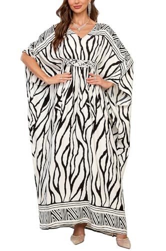 LikeJump Damen Baumwolle Stickerei Übergröße Strandkleider Lang Kimono Badeanzug Cover Ups von LikeJump