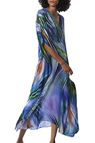 LikeJump Damen Hippie Kaftan Knielang Strandkleid Bikini Cover-up Badeanzug Kleidung Schnelltrocknend von LikeJump