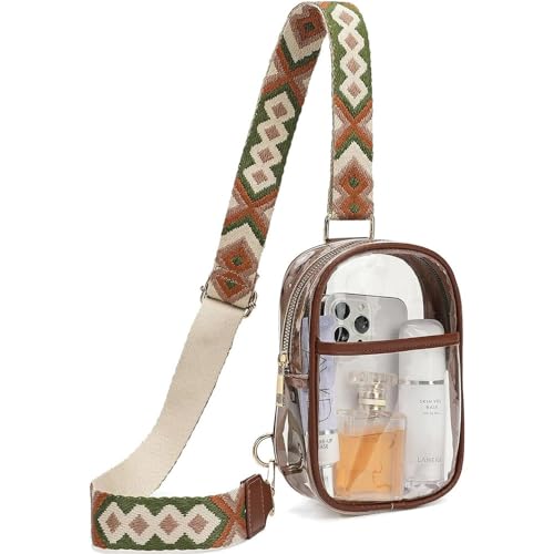 AiNinXun Brusttasche Damen Klein Sling Bag Clear Crossbody Bag Damen Klein Crossover Bag Durchsichtige Tasche Konzert Crossbag Mädchen Umhängetasche Transparente Tasche Frauen Bodybag Schultertasche von AiNinXun