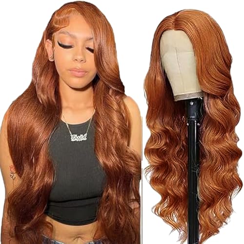 AiPliantfis Glueless Wig Human Hair Wig Echthaar Perücke Damen Body Wave Perücke Damen Echthaar #30 Brown 4x1 Lace Natural Hairline with Baby Hair Minimal Smell 22 Zoll von AiPliantfis