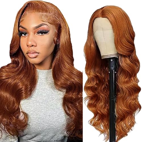 AiPliantfis Glueless Wig Human Hair Wig Echthaar Perücke Damen Body Wave Perücke Damen Echthaar #30 Brown 4x1 Lace Natural Hairline with Baby Hair Minimal Smell 26 Zoll von AiPliantfis