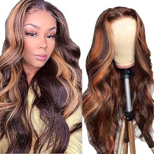 AiPliantfis Body Wave Human Hair Wig Brown Echthaar Perücke Damen 4X1 Lace Glueless Wig Wear and Go P430 Highlight Pre Plucked 150% Density Unprocessed Remy Hair 16 Zoll AiPliantfis Body Wave Human Hair Wig Brown Echthaar Perücke Damen 4X1 Lace Glueless Wig Wear and Go P430 Highlight Pre Plucked 150% Density Unprocessed Remy Hair 16 Zoll von AiPliantfis