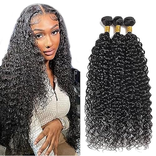AiPliantfis Curly Wave Human Hair Bundles Extensions Echthaar Tressen Menschenhaar Bundles for Women Double Weft 100g/PC 3 Bundles 100% Brazilian Remy Human Hair Extensions 28 30 32 Zoll von AiPliantfis