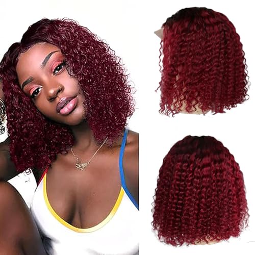 AiPliantfis Curly Wave Human Hair Wig Bob Red 4x4 Echthaar Perücke Damen 1B99J Ombre Glueless Human Hair with Natural Hairline Free Part Bleached Knot Brazilian Remy Hair 12 Zoll AiPliantfis Curly Wave Human Hair Wig Bob Red 4x4 Echthaar Perücke Damen 1B99J Ombre Glueless Human Hair with Natural Hairline Free Part Bleached Knot Brazilian Remy Hair 12 Zoll von AiPliantfis