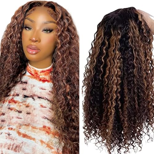 AiPliantfis Curly Wave Human Hair Wig Brown Echthaar Perücke Damen 4X1 Lace Glueless Wig Wear and Go P430 Highlight Pre Plucked 150% Density Unprocessed Remy Hair 16 Zoll AiPliantfis Curly Wave Human Hair Wig Brown Echthaar Perücke Damen 4X1 Lace Glueless Wig Wear and Go P430 Highlight Pre Plucked 150% Density Unprocessed Remy Hair 16 Zoll von AiPliantfis