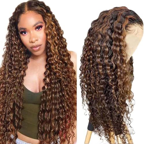 AiPliantfis Deep Wave Human Hair Wig Brown Echthaar Perücke Damen 4X1 Lace Glueless Wig Wear and Go P430 Highlight Pre Plucked 150% Density Unprocessed Remy Hair 16 Zoll AiPliantfis Deep Wave Human Hair Wig Brown Echthaar Perücke Damen 4X1 Lace Glueless Wig Wear and Go P430 Highlight Pre Plucked 150% Density Unprocessed Remy Hair 16 Zoll von AiPliantfis
