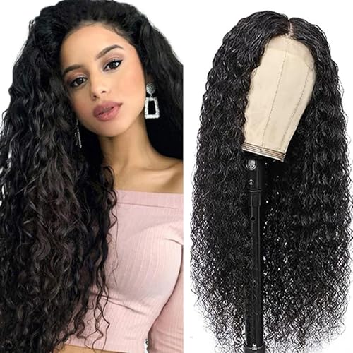 AiPliantfis Echthaar Perücke Damen Glueless Wig Human Hair Wig Water Wave Natürliche Brasilianischemit Babyhaar Natural Black 4x4 Lace Grade 8A Unprocessed Virgin Brazilian Remy Hair 22 Zoll von AiPliantfis