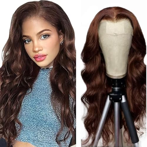 AiPliantfis Glueless Wig 13x6 Lace Wig Body Wave Human Hair Wig #4 Chocolate Brown Wig Lace Front Wig Echthaar Perücke Damen Echthaar 100% Unprocessed Virgin Hair for Woman 18 Zoll von AiPliantfis