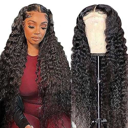 AiPliantfis Lace Front Wig Deep Wave Human Hair Wig 13x6 Real Hair Wig Perücke Damen Echthaar Free Part Bleached Knot with Natural Hairline Glueless Wig for Woman 16 Inch von AiPliantfis