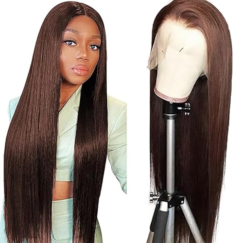 AiPliantfis Human Hair Wig Glueless Wig Wear and Go Echthaar Perücke Damen Straight 13X6 Lace #4 Chocolate Brown Pre Plucked 150% Density Real Unprocessed Remy Hair 26 Zoll von AiPliantfis