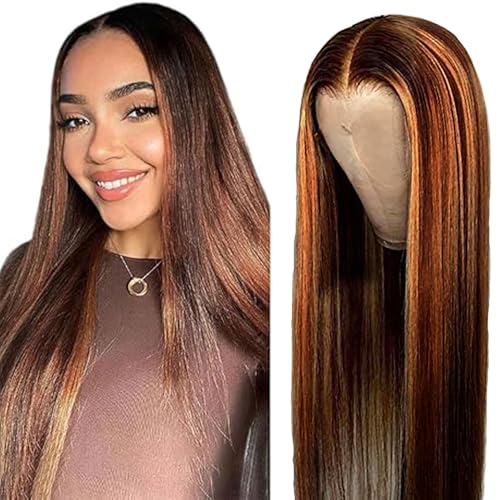 AiPliantfis Straight Human Hair Wig Brown Echthaar Perücke Damen 4X1 Lace Glueless Wig Wear and Go P430 Highlight Pre Plucked 150% Density Unprocessed Remy Hair 16 Zoll AiPliantfis Straight Human Hair Wig Brown Echthaar Perücke Damen 4X1 Lace Glueless Wig Wear and Go P430 Highlight Pre Plucked 150% Density Unprocessed Remy Hair 16 Zoll von AiPliantfis