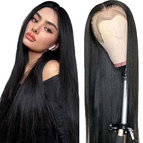 AiPliantfis Straight Human Hair Wig Natural Black Echthaar Perücke Damen 13X6 Lace Glueless Wig Wear and Go Pre Plucked 150% Density Unprocessed Brazilian Remy Hair 30 Zoll AiPliantfis Straight Human Hair Wig Natural Black Echthaar Perücke Damen 13X6 Lace Glueless Wig Wear and Go Pre Plucked 150% Density Unprocessed Brazilian Remy Hair 30 Zoll von AiPliantfis