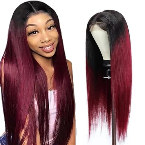AiPliantfis Straight Human Hair Wig Red 4x4 Echthaar Perücke Damen 1B99J Ombre Glueless Human Hair with Natural Hairline Free Part Bleached Knot Brazilian Remy Hair 12 Zoll AiPliantfis Straight Human Hair Wig Red 4x4 Echthaar Perücke Damen 1B99J Ombre Glueless Human Hair with Natural Hairline Free Part Bleached Knot Brazilian Remy Hair 12 Zoll von AiPliantfis