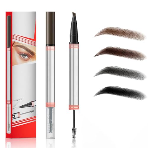 Augenbrauenstift Wasserfest, 3D Microblading augenbrauenstift, Eyebrow Pencil 2-in-1 Dual-Ended Augenbrauenstift, Lang anhaltend Wasserfest, Schafft Natürliches Augenbrauen (Hellbraun) von AiQiMinHao