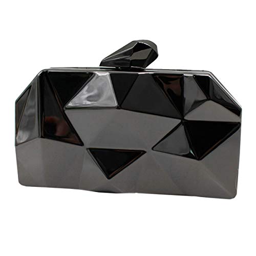 AiSi Damen Geometrische Metall Clutch Abendtasche mit Kette (Grau) von AiSi