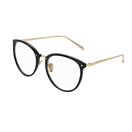 AiSi Damen vintage Retro Brille Eyewear One Size, Ohne Stärke, schwarz und Gold, Sand Black, von AiSi